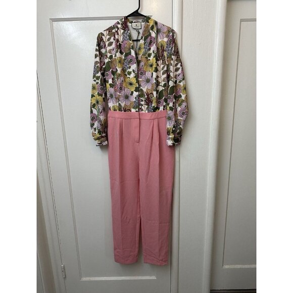 Tuckernuck Adalie floral jumpsuit Ladies size 8 Wildflower fields Pink NEW! 70’s - Picture 1 of 6